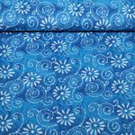 Voile de coton - fleurs de batik Bleu