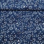 Baumwoll-Voile - Batik Blumenranken Navy