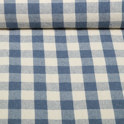 Coton tissé - Linge de cuisine carreaux Beige Denim