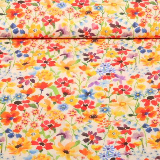 Viscose - Impression numérique de fleurs aquarelles Multicolore