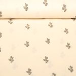 Gaze de coton - Double gaze brodée Cactus Ecru