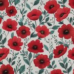 Popeline de coton - Impression numérique coquelicots Blancs