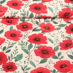 Baumwoll-Popeline - Digital Mohnblumen Weiß