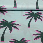 Voile de coton - Palmiers bleu glacier