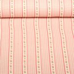 Gaze de coton - carreaux numériques bordure florale Rose