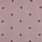 Gaze de coton - broderie fleurs Vieux rose