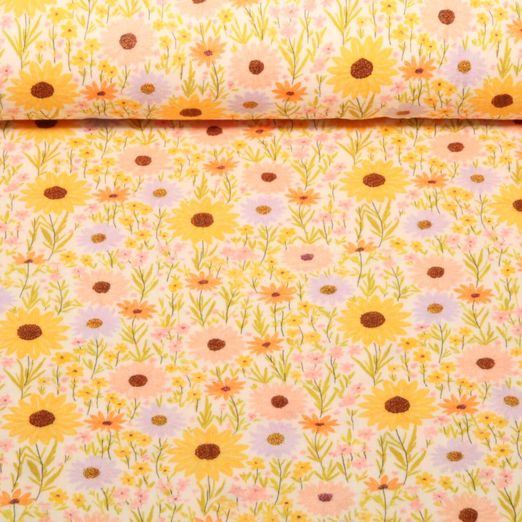 Gaze de coton - Impression numérique Tournesol Jaune