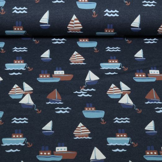 Jersey - Boote Blau Melange