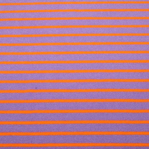 Jersey éponge - Rayures amour hamburger Lavande Orange