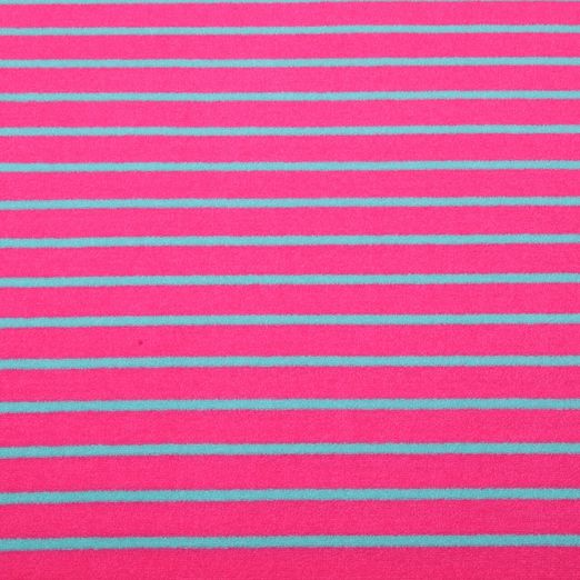 Jersey éponge - Hamburger Liebe Rayures Rose vif Aqua