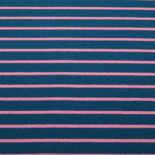 Jersey éponge - Hamburger Liebe rayures bleu pétrole rose