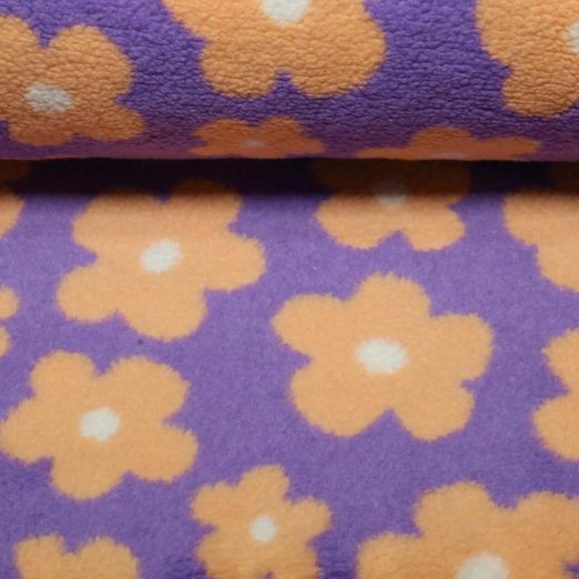 Polaire teddy - Fleurs Violet Orange