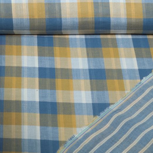 Gaze de coton - carreaux Bleu