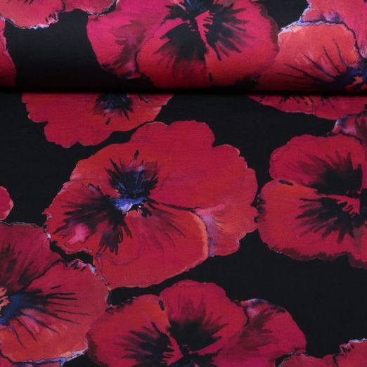 Sweat d'été - French Terry Coquelicots Noir