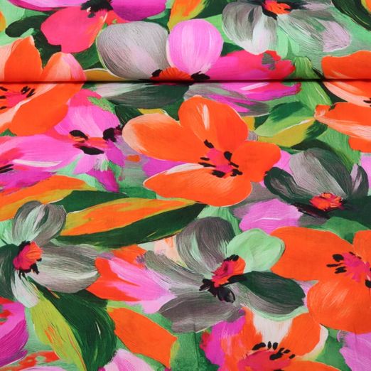 Viskose - Digital Gemalte Blüten Multicolor Ecovero™