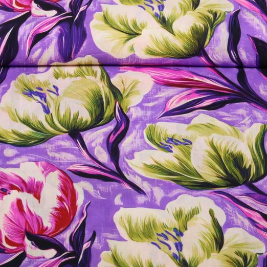 Viskose - Digital Tulpen Lila Ecovero™