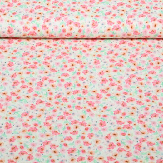 Viskose -  Digital Kleine Blüten Ecru