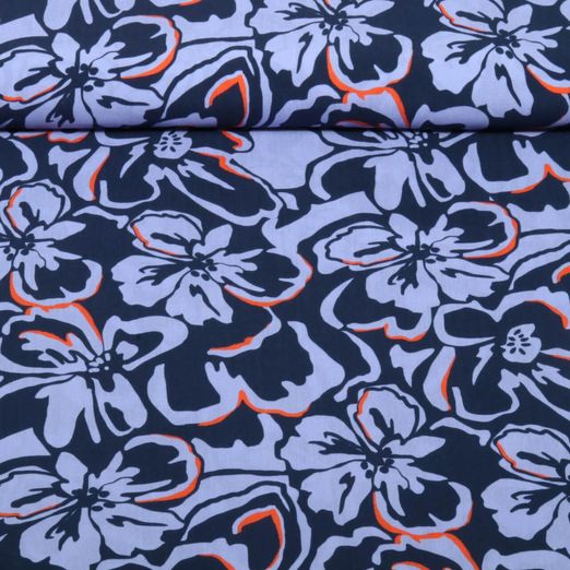Viskose - Digital Blüten Navy Ecovero™