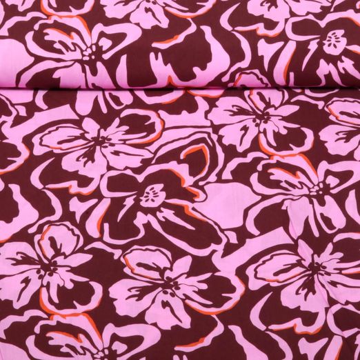 Viskose - Digital Blüten Bordeaux Ecovero™