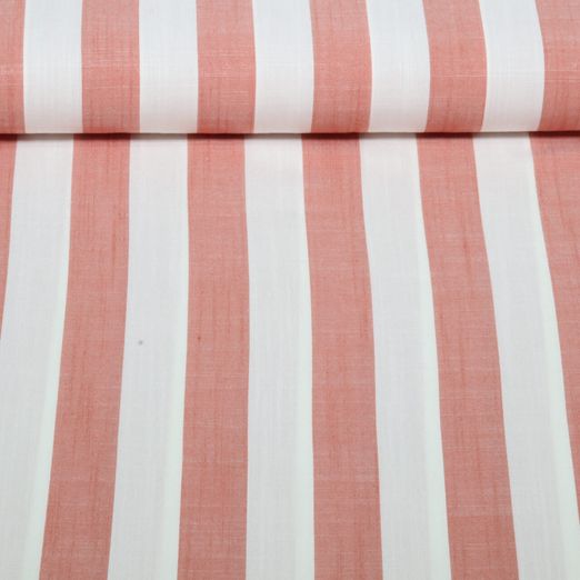 Viscose - Rayures en bloc 25mm Ecru Orange Teint dans la masse