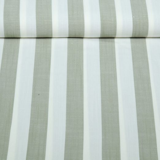 Viscose - Rayures en bloc 25mm Ecru Vert Teint dans la masse