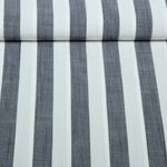 Viskose - Blockstreifen 25mm Ecru Blau Garngefärbt