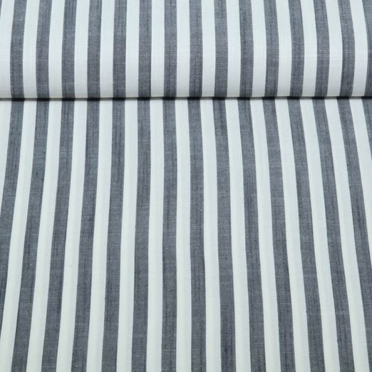 Viskose - Streifen 10mm Ecru Blau Garngefärbt