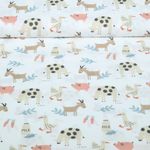 Popeline de coton bio - Animaux de la ferme Blanc