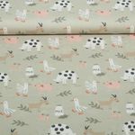 Popeline de coton bio - Animaux de la ferme Beige foncé