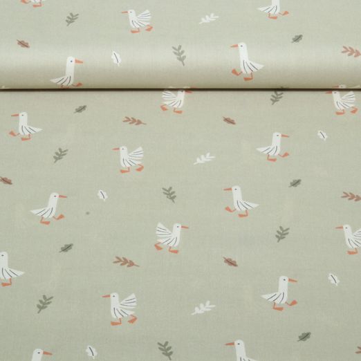 Popeline de coton bio - Oie beige foncé