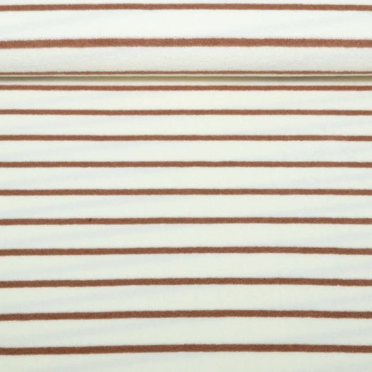Eponge Jersey rayures Ecru Marron Teint dans la masse