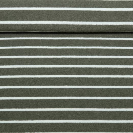 Eponge Jersey - Rayures Vert militaire Ecru Teint dans la masse