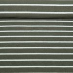 Eponge Jersey - Rayures Vert militaire Ecru Teint dans la masse