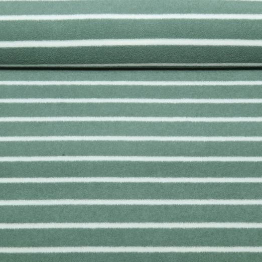 Jersey éponge - Rayures sauge Ecru Teint dans la masse