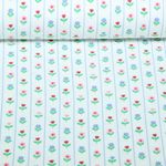 Rippjersey - Blumen Weiß