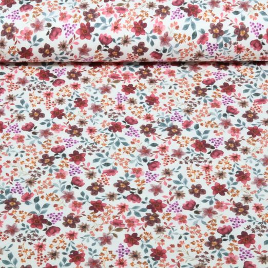 Bio Jersey - Digital Blumen Burgund