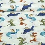 Baumwoll-Popeline - Drachen Weiß