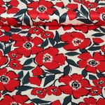 Baumwoll-Satin - Blüten Ecru Rot