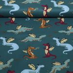 Baumwoll-Popeline - Drachen Petrol