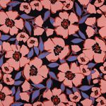 Satyna bawełniana - Blossoms Navy Salmon