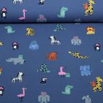 Jersey - Bunte Safaritiere Jeansblau