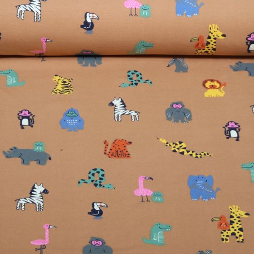 Jersey - Bunte Safaritiere Karamell