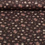 Jersey - Impression numérique Petites fleurs Marron foncé