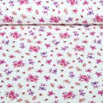 Jersey - Impression numérique Petites fleurs Ecru Fuchsia