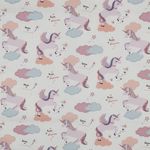 Popeline de coton - Licornes Blanc
