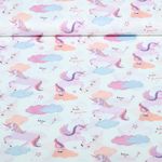 Popeline de coton - Licornes Blanc