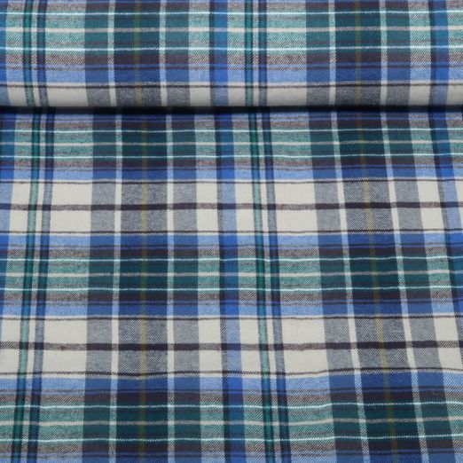 Flanelle de coton - à carreaux Beige Bleu Multicolore