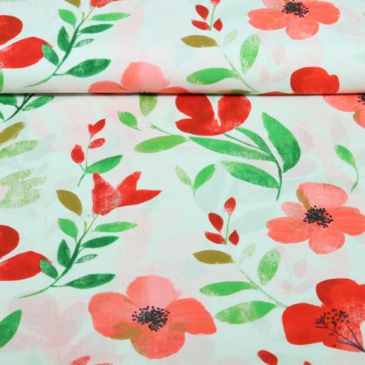 Viscose - Impression numérique Blanc Rouge