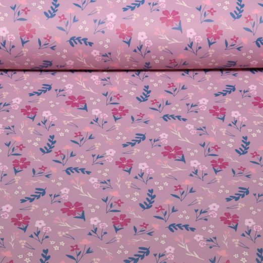 Tissu imperméable - mélange de fleurs Mauve