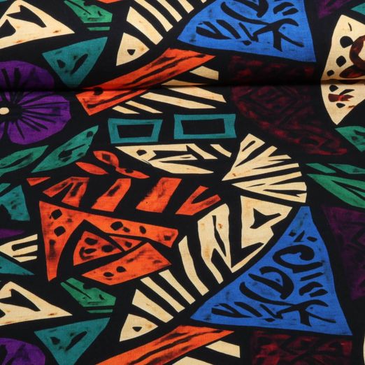 Jersey de viscose - Abstrait numérique Noir